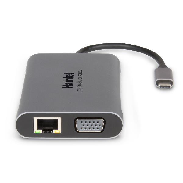 Hamlet HDKC-PD400V - Docking station - USB-C - VGA, HDMI - GigE
