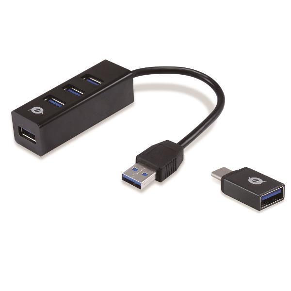 Conceptronic HUBBIES TAIL - Hub - 4 x SuperSpeed USB 3.0 - desktop