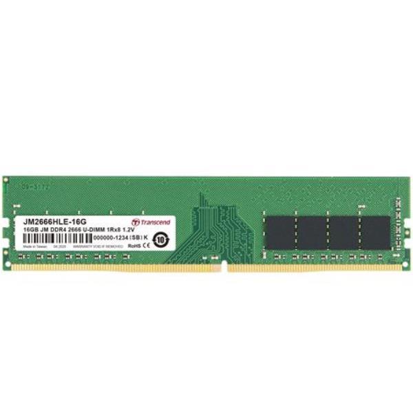 Transcend JetRAM - DDR4 - modulo - 16 GB - DIMM 288-PIN - 2666 MHz / PC4-21300 - CL19 - 1.2 V - senza buffer - non ECC