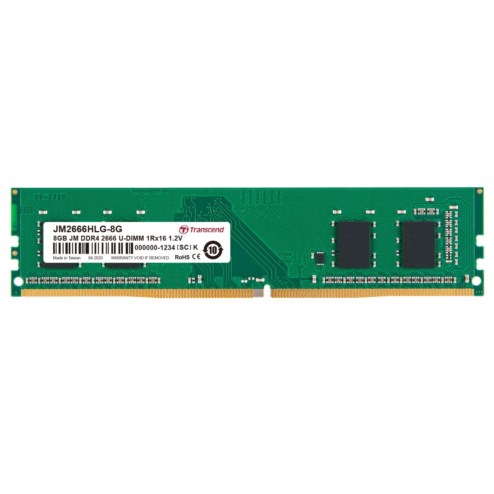 Transcend JetRAM - DDR4 - modulo - 8 GB - DIMM 288-PIN - 2666 MHz / PC4-21300 - CL19 - 1.2 V - senza buffer - non ECC