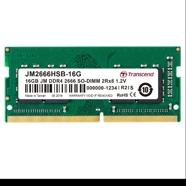 Transcend JetRAM - DDR4 - modulo - 16 GB - SO DIMM 260-pin - 2666 MHz / PC4-21300 - CL19 - 1.2 V - senza buffer - non ECC