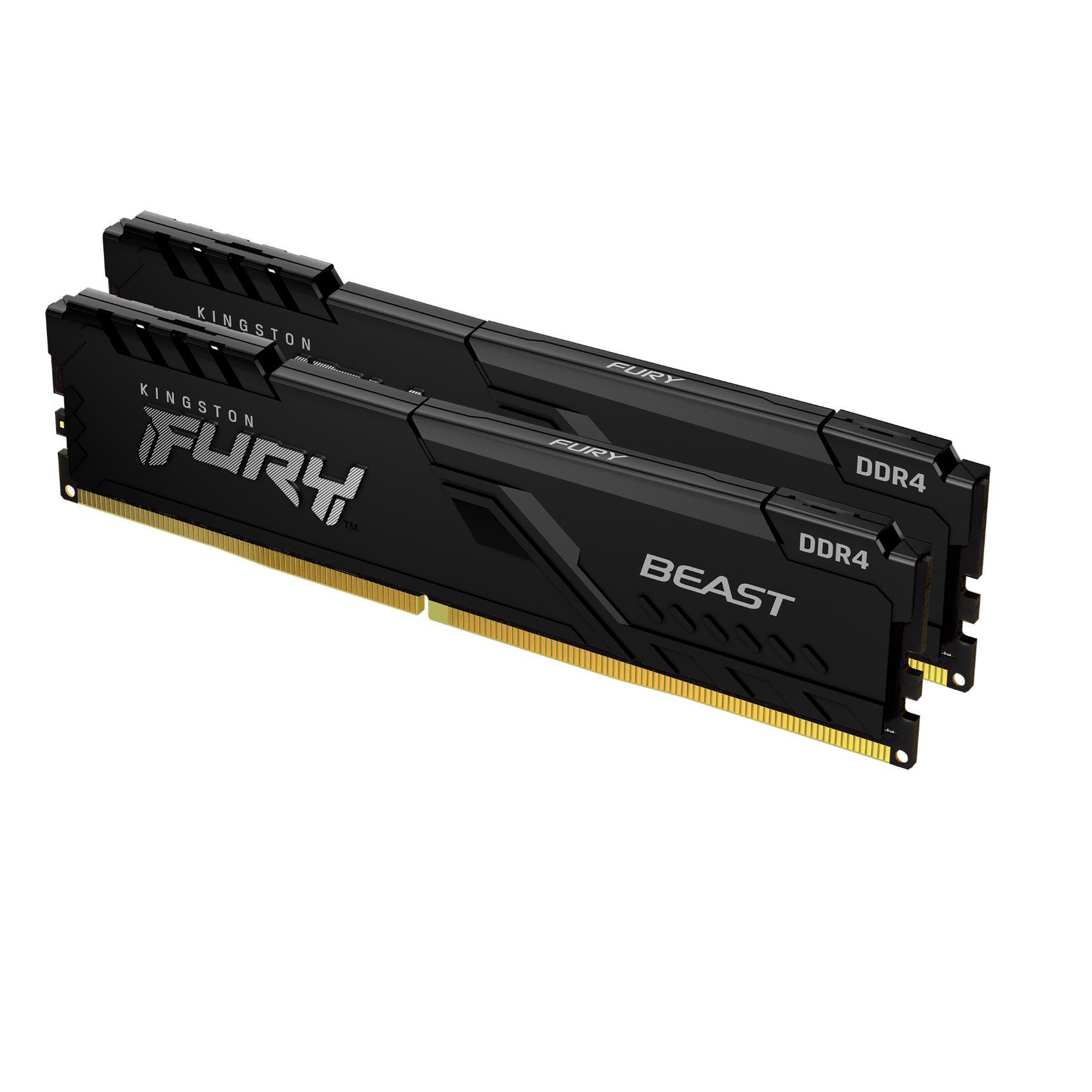 Kingston FURY Beast - DDR4 - kit - 16 GB: 2 x 8 GB - DIMM 288-PIN - 3200 MHz / PC4-25600 - CL16 - 1.35 V - senza buffer - non ECC - nero
