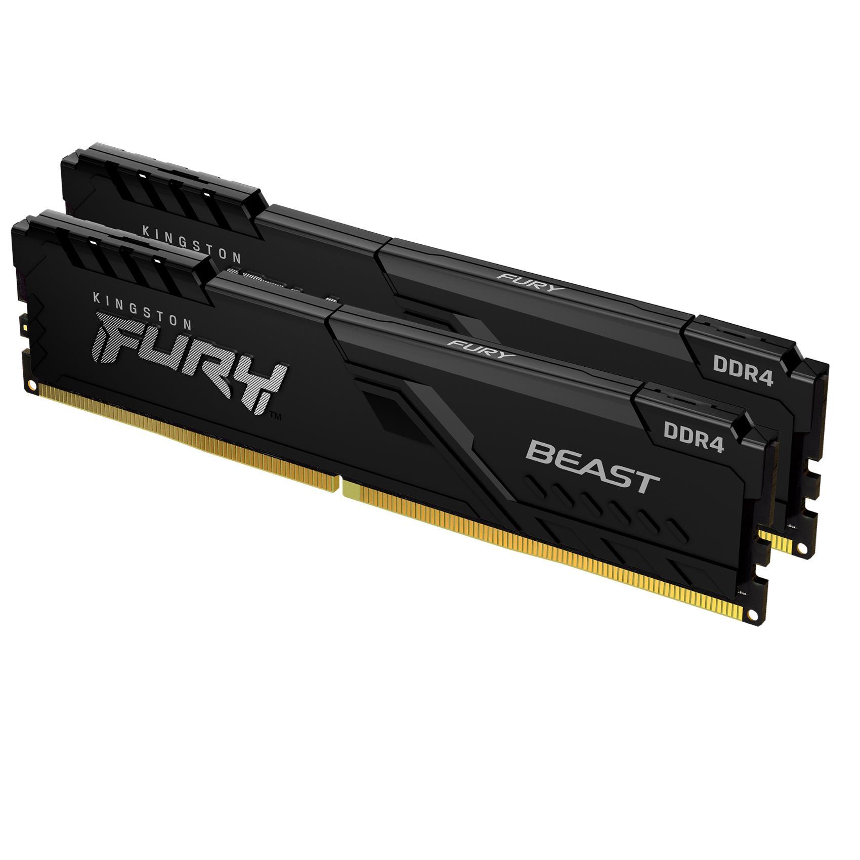 Kingston FURY Beast - DDR4 - kit - 32 GB: 2 x 16 GB - DIMM 288-PIN - 3200 MHz / PC4-25600 - CL16 - 1.35 V - senza buffer - non ECC - nero
