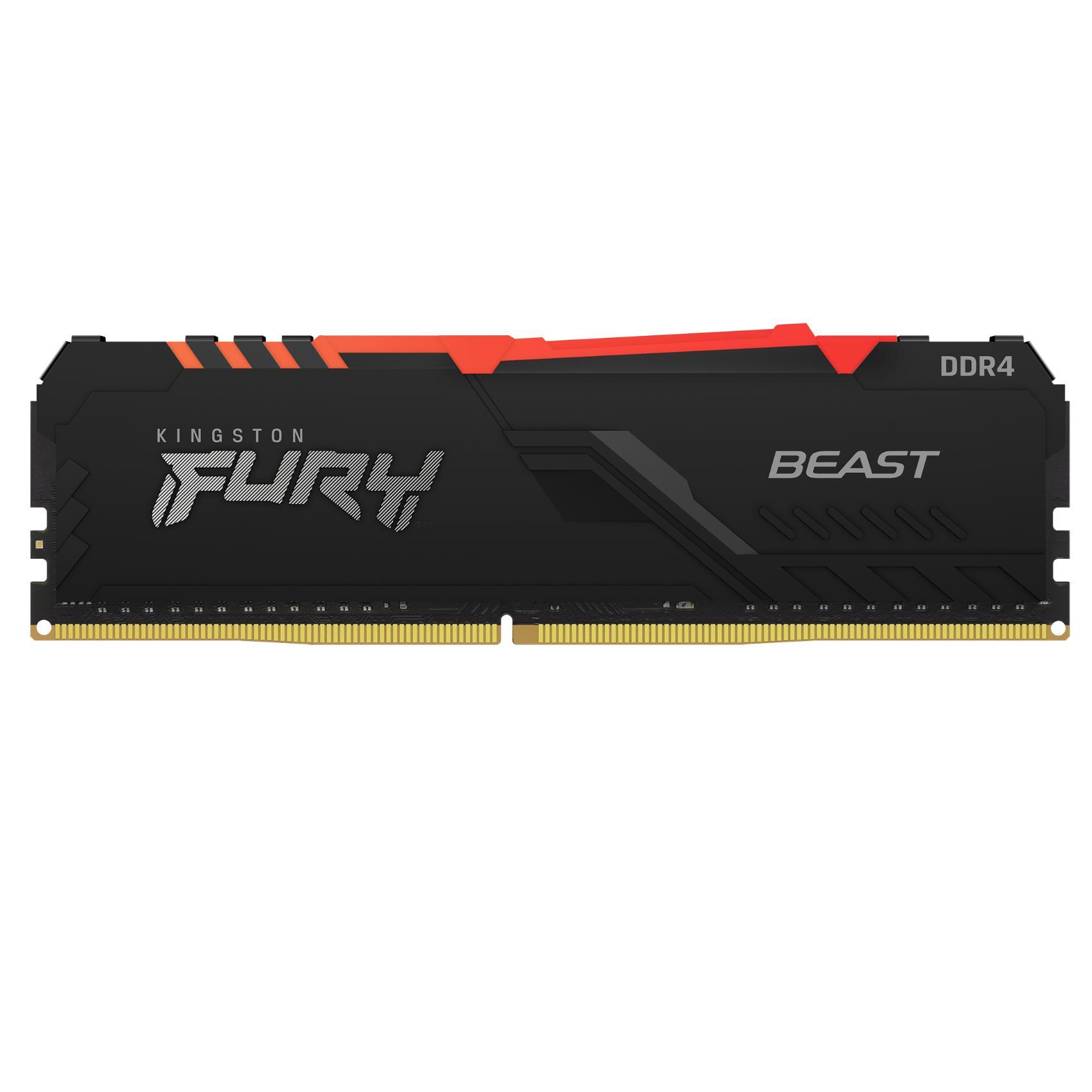 Kingston FURY Beast RGB - DDR4 - modulo - 8 GB - DIMM 288-PIN - 3600 MHz / PC4-28800 - CL17 - 1.35 V - senza buffer - non ECC - nero