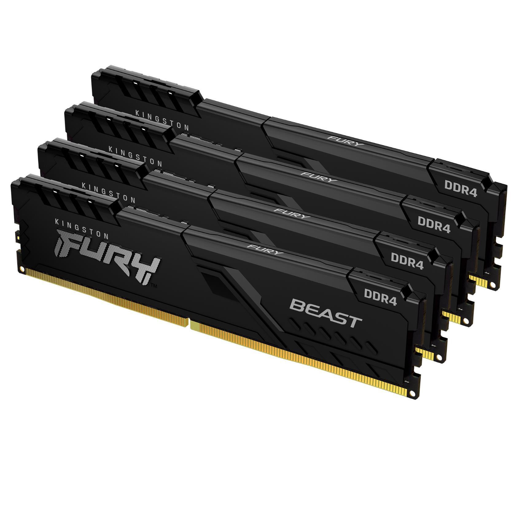 Kingston FURY Beast - DDR4 - kit - 128 GB: 4 x 32 GB - DIMM 288-PIN - 3600 MHz / PC4-28800 - CL18 - 1.35 V - senza buffer - non ECC - nero
