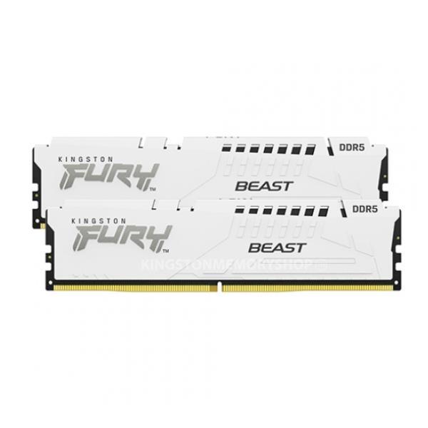 Kingston FURY Beast - DDR5 - kit - 64 GB: 2 x 32 GB - DIMM 288-PIN - 5200 MHz / PC5-41600 - CL40 - 1.25 V - senza buffer - on-die ECC - bianco