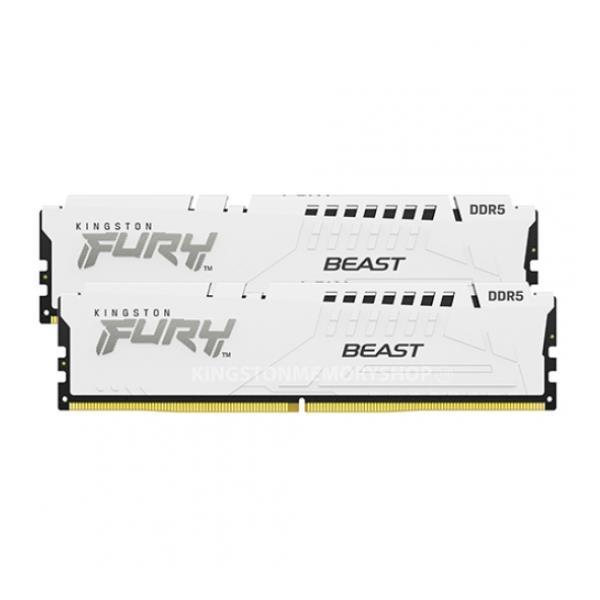 Kingston FURY Beast - DDR5 - kit - 64 GB: 2 x 32 GB - DIMM 288-PIN - 5600 MHz / PC5-44800 - CL40 - 1.25 V - senza buffer - on-die ECC - bianco