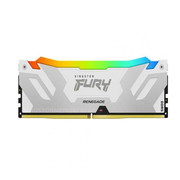 Kingston FURY Renegade RGB - DDR5 - modulo - 16 GB - DIMM 288-PIN - 6400 MHz / PC5-51200 - CL32 - 1.4 V - senza buffer - on-die ECC - bianco e argento