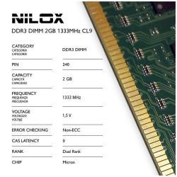 NILOX NXD21333M1C9 MEMORIA RAM 2GB 1333MHz TIPOLOGIA DIMM …