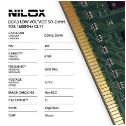 NILOX NXS4L1600M1C11 MEMORIA RAM 4GB 1.600MHz TIPOLOGIA SO-DIMM …