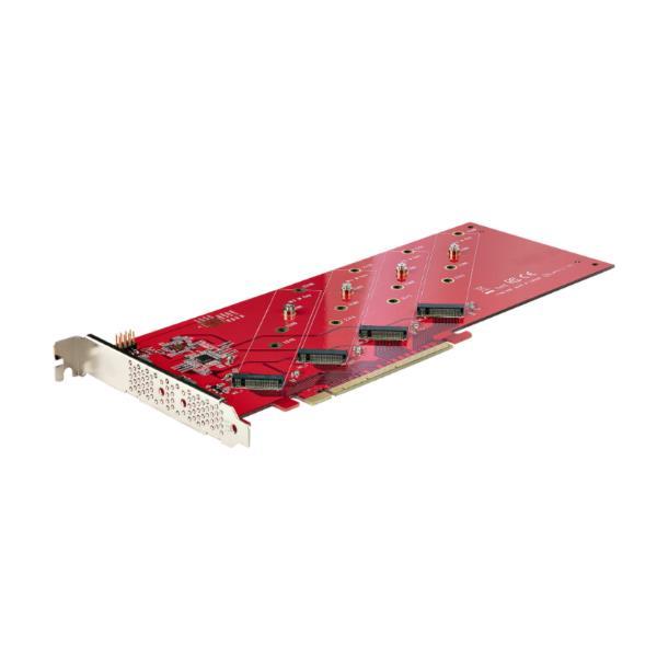 StarTech.com QUAD-M2-PCIE-CARD-B, PCIe, M.2, PCIe 4.0, Rosso, 4353192 h, 7,8 Gbit/s