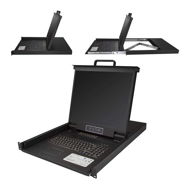 StarTech.com Console KVM per Armadio Rack - KVM Switch VGA a 16 porte integrato - Monitor LCD 19" - Cassetto KVM 1U con cavi da 1,8 m - OSD KVM - Supporto USB+VGA - Tastiera Inglese (RKCONS1916K) - Console KVM con switch KVM - 16 porte - PS/2, USB - US -