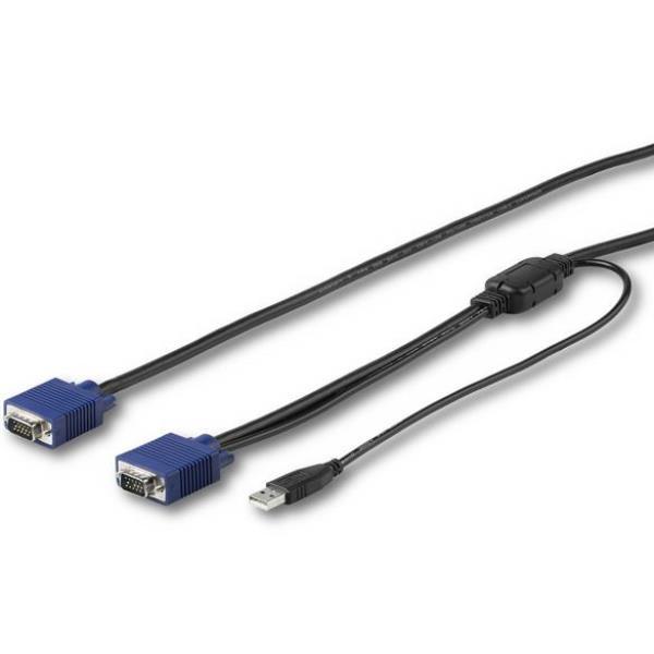 StarTech.com Cavo KVM USB da 3m per Console Montabile ad Armadio Rack - VGA & USB - Cablato con Singolo Connettore (RKCONSUV15) - Cavo video / USB - mini-VGA (M) a USB, HD-15 (VGA) (M) - 3 m - per P/N: RKCONS1701, RKCONS1708K, RKCONS1716K, RKCONS17HD, RKC