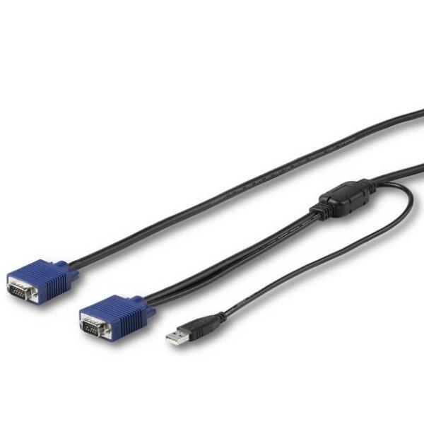StarTech.com Cavo KVM USB da 4,6m per Console Montabile ad Armadio Rack - VGA & USB - Cablato con Singolo Connettore (RKCONSUV15) - Cavo video / USB - mini-VGA (M) a USB, HD-15 (VGA) (M) - 4.6 m - per P/N: RKCONS1701, RKCONS1708K, RKCONS1716K, RKCONS17HD,