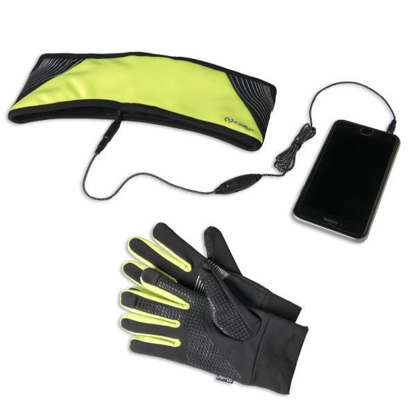 CELLY KIT SPORT GUANTI TOUCH SCREEN + FASCIA SPORTIVA CON AURICOLARI GIALLO/NERO