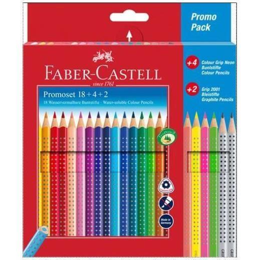 Faber-Castell Colour GRIP Promo Pack - Set di matite colorate e matite - colori assortiti, colori fluorescenti assortiti - 24 pezzi