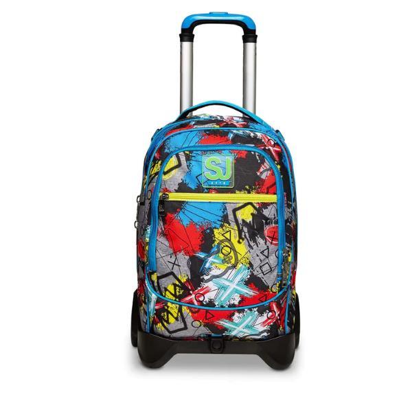 SEVEN SJ GANG TROLLEY JACK 2 RUOTE IN POLIESTERE 37X51X27 CM 34 LT SCOMPONIBILE TASCA FRONTALE FANTASIA