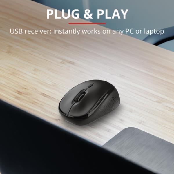 Trust TM-200 Compact - Mouse - per destrorsi e per sinistrorsi - ottica - 3 pulsanti - senza fili - 2.4 GHz - ricevitore wireless USB