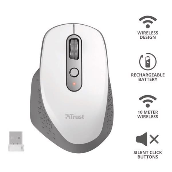 TRUST OZAA RECHARGEABLE MOUSE OTTICO RICARICABILE WIRELESS RICEVITORE …