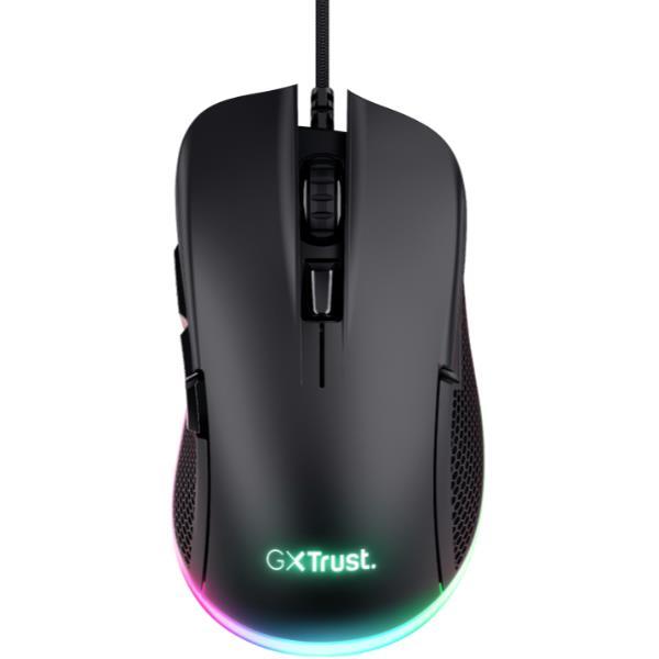 Trust GXT 923 Ybar - Mouse - da gaming - per destrorsi - 6 pulsanti - senza fili - 2.4 GHz - ricevitore wireless USB - nero