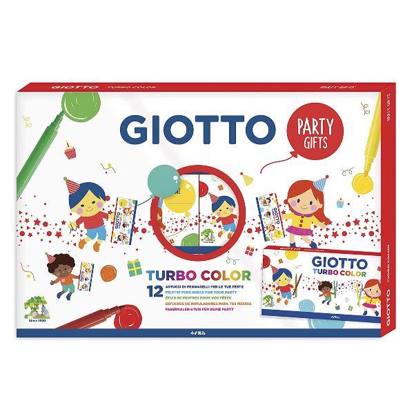 GIOTTO TURBO COLOR PARTY SET DA 12 ASTUCCI CON 6 PENNARELLI COLORI ASSORTITI CONF 4 Pz.