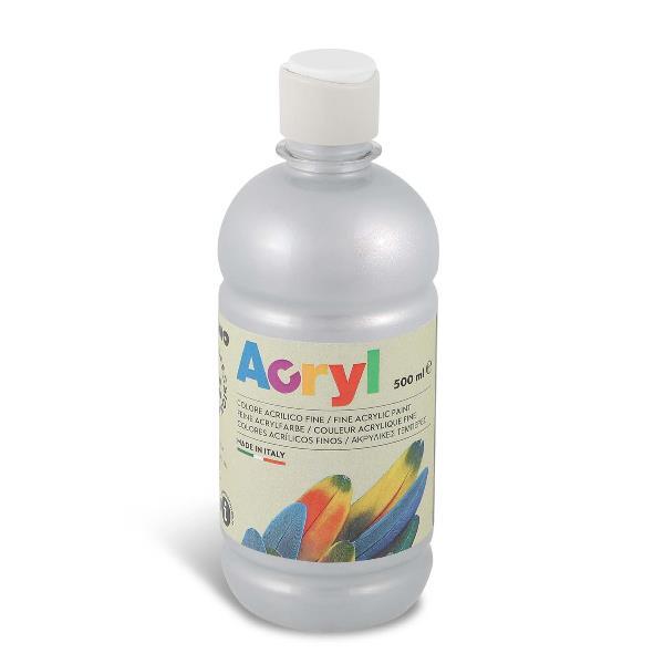 PRIMO TEMPERA ACRILICA IN BOTTIGLIA DA 500 ML ARGENTO