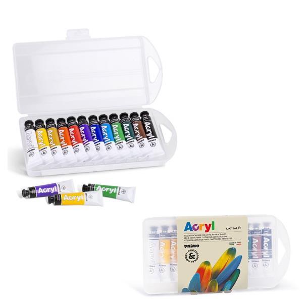 PRIMO COLORE ACRILICO IN TUBETTI DI ALLUMINIO DA 7.5ML COLORI ASSORTITI CONF 12 PZ.