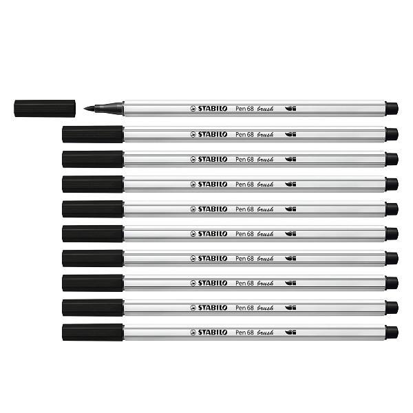 STABILO Pen 68 Brush - Penna con punta a pennello - nero - inchiostro base acqua
