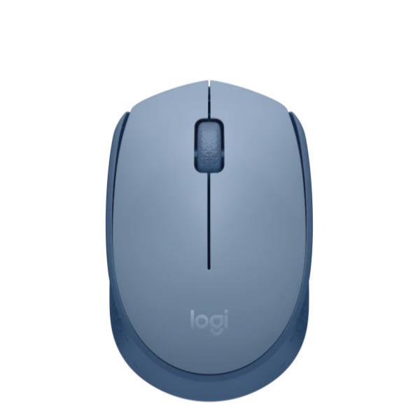 Logitech M171 - Mouse - per destrorsi e per sinistrorsi - ottica - 3 pulsanti - senza fili - 2.4 GHz - ricevitore wireless USB - blu/grigio