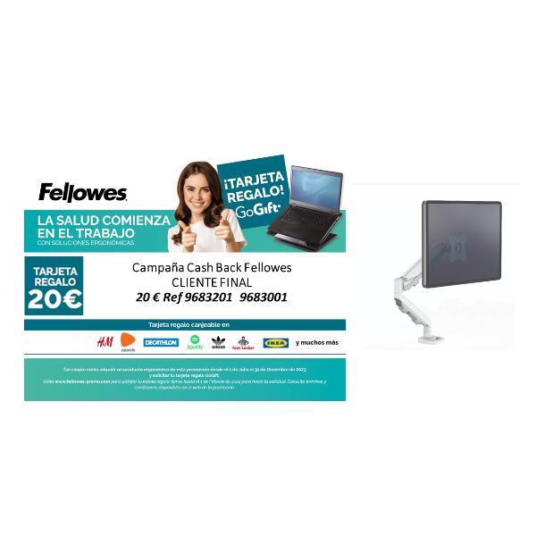 Fellowes - Kit montaggio - braccio regolabile - per Monitor - acciaio - bianco, RAL 9016 - dimensione schermo: 10"-39" - installabile con morsetto, rondella, montabile su desk