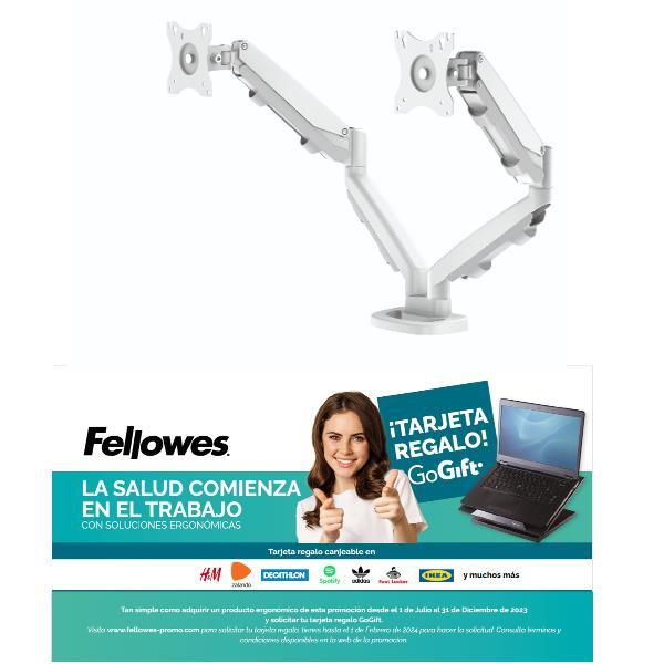 Fellowes - Kit montaggio - doppi bracci regolabili - per 2 monitor - metallo - bianco, RAL 9016 - dimensione schermo: 10"-39" - installabile con morsetto, rondella, montabile su desk