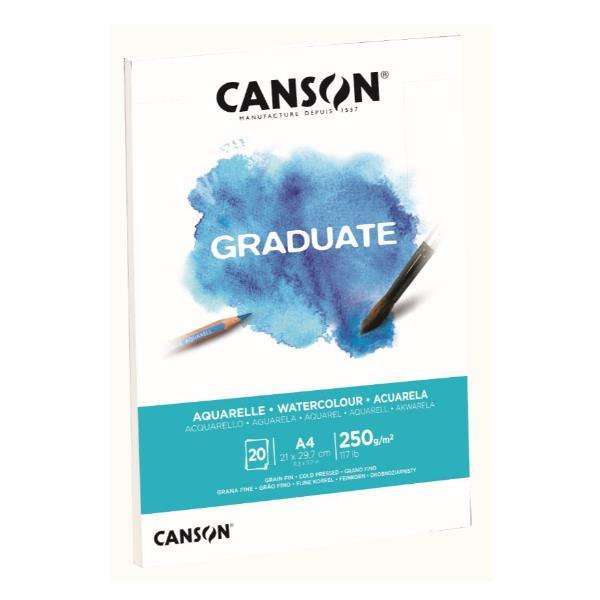 CANSON Graduate Watercolour - Blocco - A4 - 20 fogli - bianco