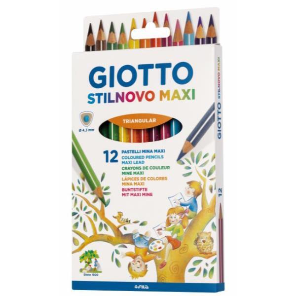 GIOTTO STILNOVO MAXI PASTELLO MINA 4.3 mm COLORI ASSORTITI CONF 12 Pz.