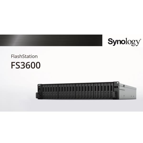 Synology FlashStation FS3600 - Server NAS - 24 alloggiamenti - montabile in rack - RAID RAID 0, 1, 5, 6, 10, JBOD, RAID F1 - RAM 16 GB - Gigabit Ethernet / 10 Gigabit Ethernet - iSCSI supporto - 2U