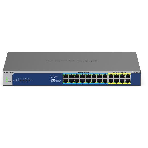 NETGEAR GS524UP - Switch - unmanaged - 8 x 10/100/1000 (PoE+) + 16 x 10/100/1000 (PoE++) - desktop, montabile su rack - PoE++ (480 W) - 100 - 230 V CA