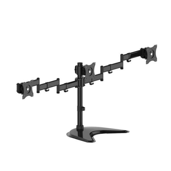 ITB Solution Triple table support - Supporto - per 3 schermi LCD - acciaio, lega di alluminio - nero - dimensione schermo: 15"-27"