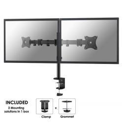Neomounts NM-D135D - Kit montaggio - video full-motion - per 2 display LCD - nero - dimensione schermo: 10"-27" - installabile con morsetto, rondella, montabile su desk