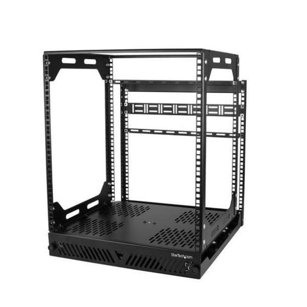 StarTech.com Rack per Armadio Server 12U a scorrimento - Rack a telaio aperto - montaggio a pavimento - nero - 12U
