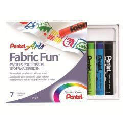 Pentel Arts Fabric Fun - Pastello - per tessuto - colori assortiti - 8 mm (pacchetto di 7)