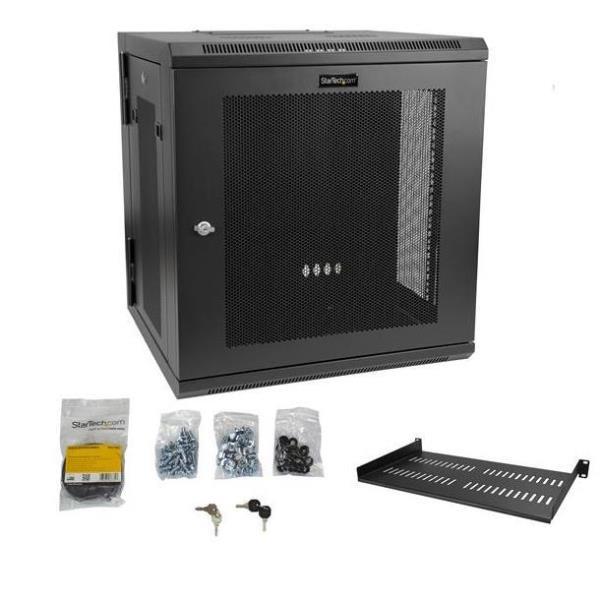 StarTech.com Armadio per Server Rack Montabile a Parete 12U - Armadio a Cerniera fino a 17" (43cm) di prof. - Armadio contenitore rack - montaggio a parete - nero - 12U