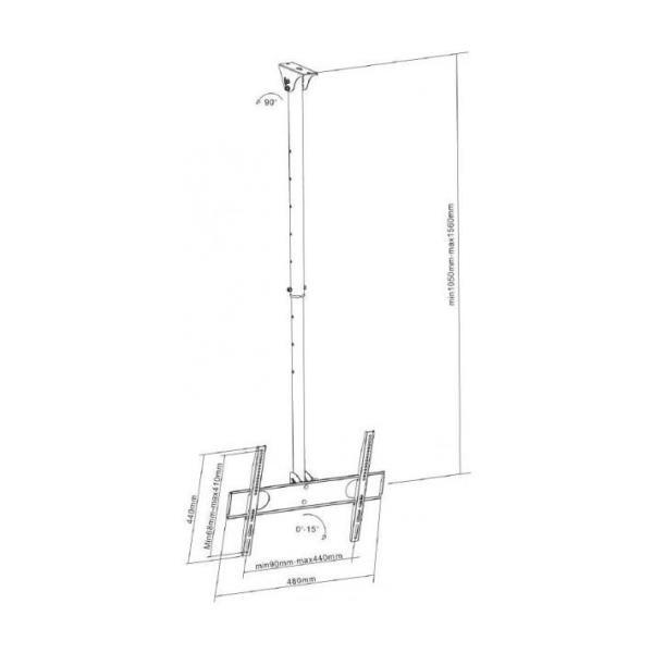 SOPAR Pallas L - Staffa - per display LCD - metallo - nero - dimensione schermo: 23"-42" - installabile a soffitto