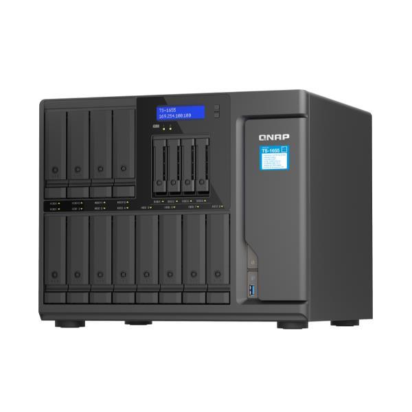 QNAP TS-1655 - Server NAS - 16 alloggiamenti - SATA 6Gb/s - RAID 0, 1, 5, 6, 10, 50, JBOD, 60 - RAM 8 GB - 2.5 Gigabit Ethernet - iSCSI supporto