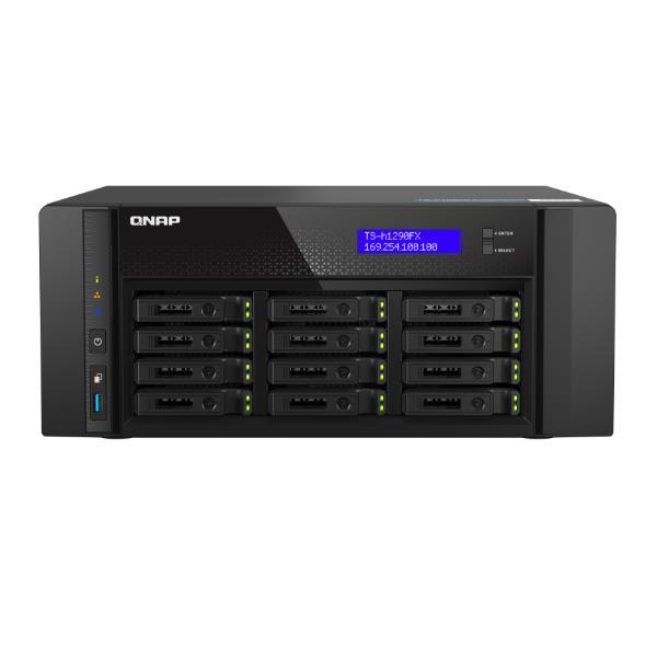 QNAP TS-h1290FX - Server NAS - 12 alloggiamenti - SATA 6Gb/s / PCIe (NVMe) / U.2 - RAM 64 GB - 25 Gigabit Ethernet / 2.5 Gigabit Ethernet - iSCSI supporto