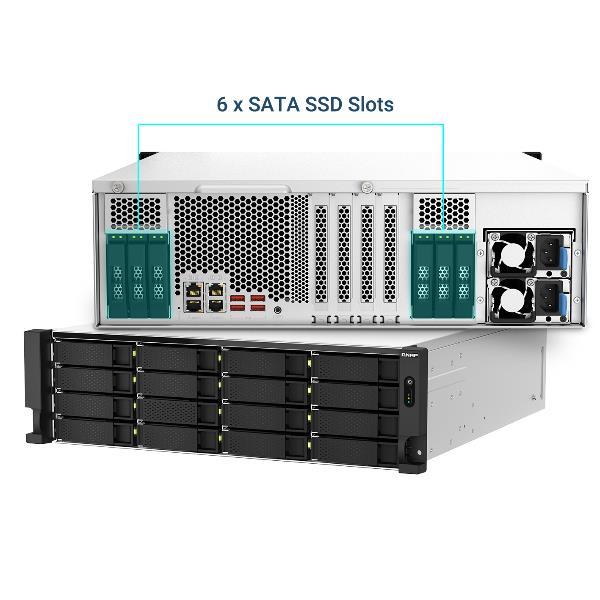QNAP TS-H2287XU-RP - Server NAS - 22 alloggiamenti - montabile in rack - SATA 6Gb/s - RAID 0, 1, 5, 6, 10, 50, JBOD, 60 - RAM 32 GB - 2.5 Gigabit Ethernet / 10 Gigabit Ethernet - iSCSI supporto - 3U