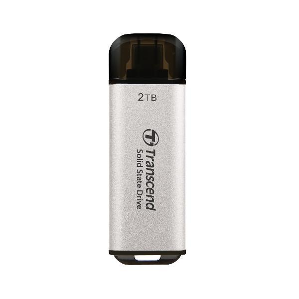 Transcend ESD300S - SSD - 2 TB - esterno (portatile) - USB 3.2 Gen 2x1 (USB-C connettore) - argento