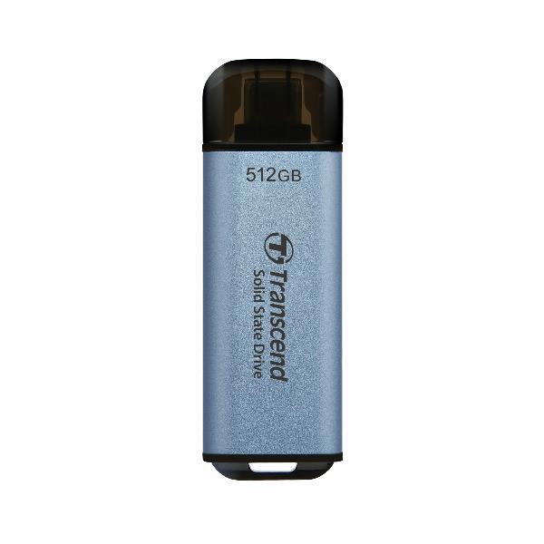 Transcend ESD300C - SSD - 512 GB - esterno (portatile) - USB 3.2 Gen 2x1 (USB-C connettore) - blu cielo
