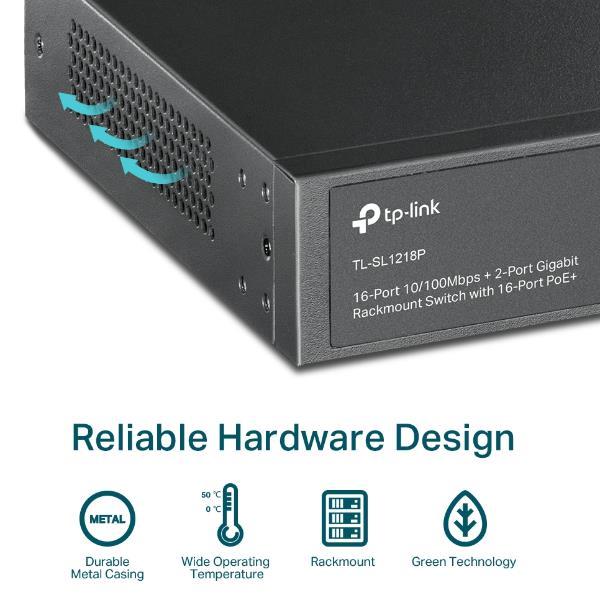 TP-Link TL-SL1218P, Non gestito, Gigabit Ethernet (10/100/1000), Supporto …