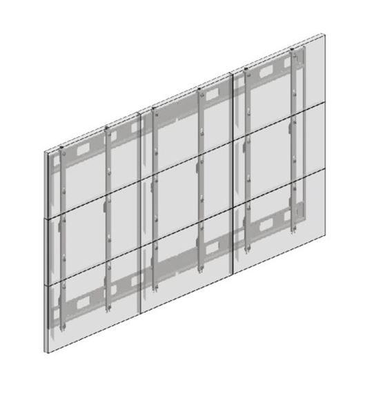 PMQ - Staffa - per video wall 3x3 - dimensione schermo: 54" -55" - installabile a parete