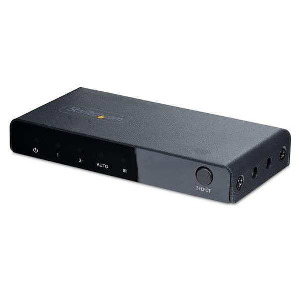 StarTech.com Switch HDMI 8K a 2 porte - Switcher HDMI 2.1 4K 120Hz HDR10+, 8K 60Hz UHD, Commutatore HDMI 2 In 1 Out - Commutazione automatica/manuale delle sorgenti - Switch con alimentatore e telecomando inclusi, HDMI, Micro-USB, Metallo, Nero, 5 m, 1920