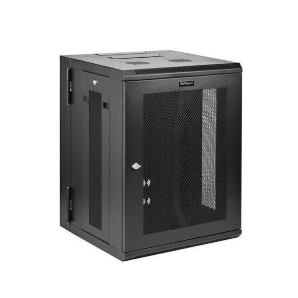 StarTech.com Armadio per Server Rack Montabile a Parete 15U - Armadio a Cerniera fino a 16.1" (40,9cm) di prof. - Rack cabinet - 4 post - montaggio a parete - nero - 15U - 16"